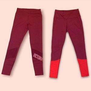 2 Pairs Victoria Secret Sport Workout Leggings Red Athletic Pants BUNDLE